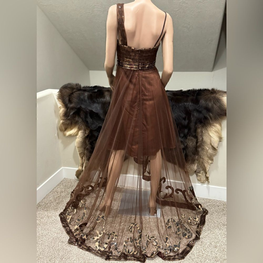 Chic Asymmetric Design, Beaded & Sequined Evening Dress - Picture 8 of 15